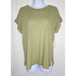 Cupio Blush Women's Sage Green Short Sleeve Linen Blend Blouse Size Small NWT